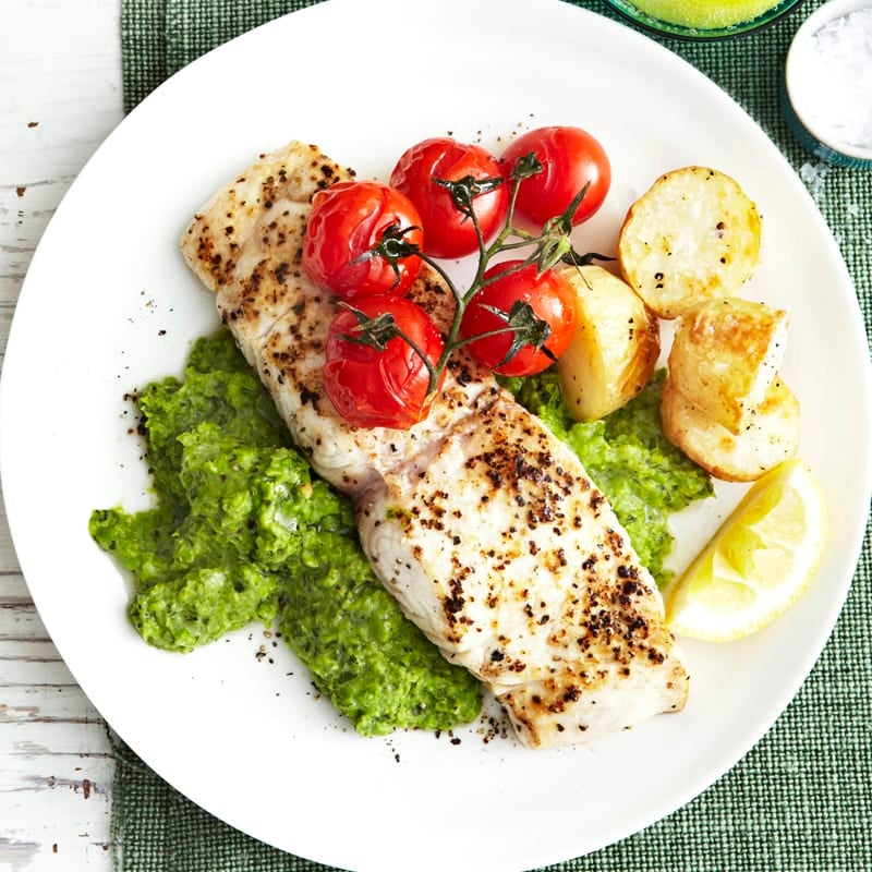 Photo of Lemon pepper fish with pea puree by WW