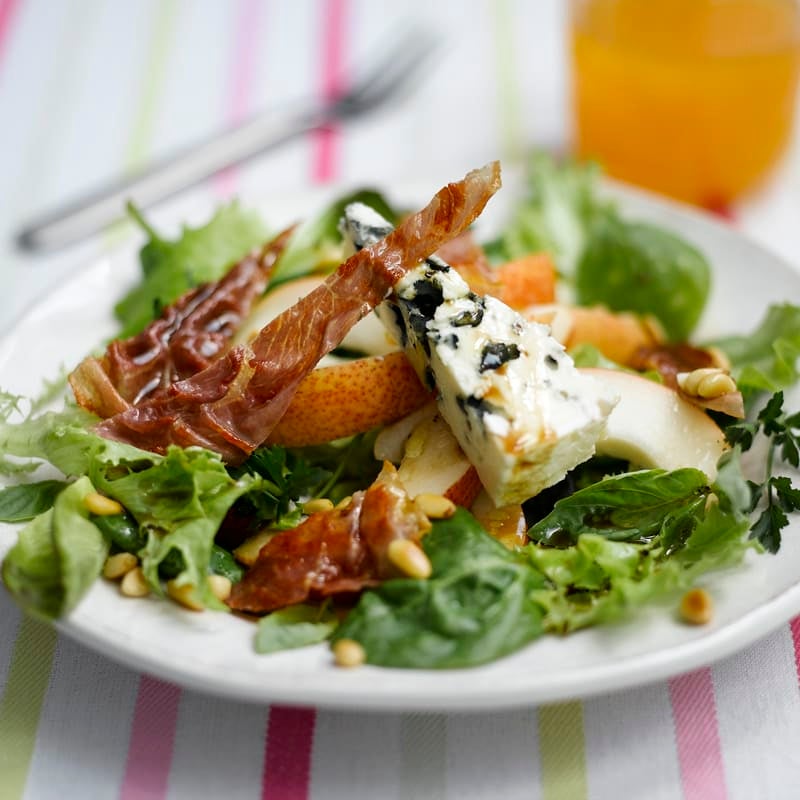 Foto Salat mit Roquefort, Birnen und knusprigem Parmaschinken von WW