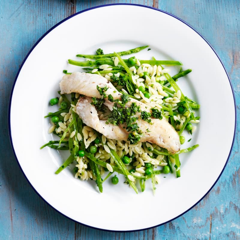 Photo of Gremolata fish with mixed pea and risoni salad by WW