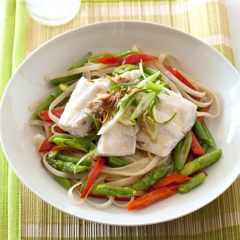 Photo of Steamed fish with vegetable and noodle stir fry by WW