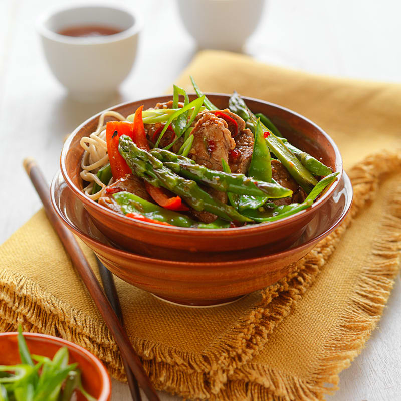 Photo of Chilli pork and asparagus stir-fry by WW
