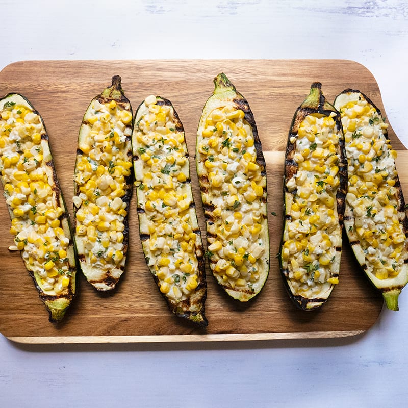 Photo of Grilled Zucchini Boats Stuffed with Corn and Herbs by WW