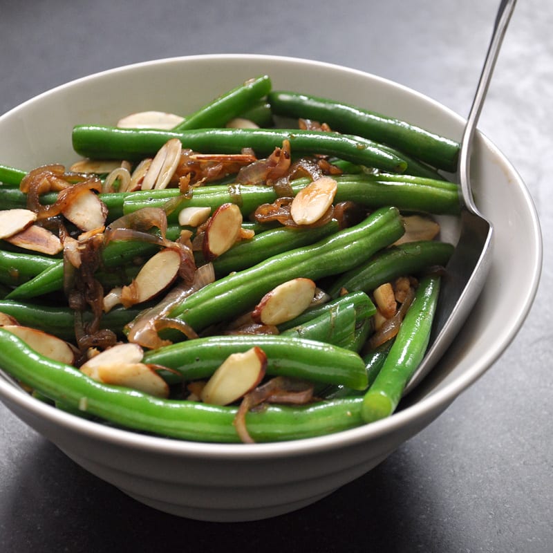 Photo of Green beans with frizzled shallots and toasted almond stir-fry by WW