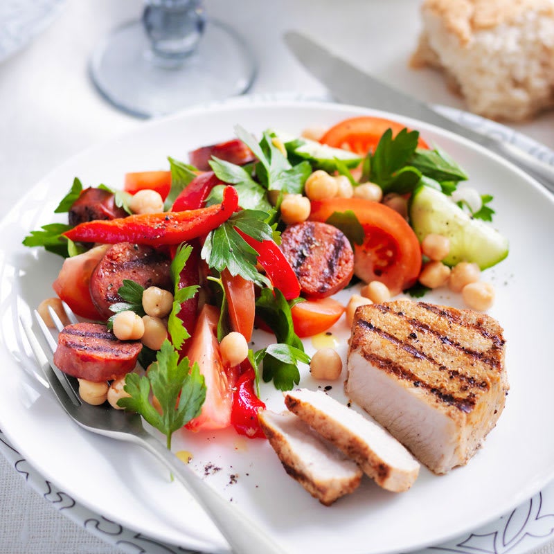 Photo of Pork with chorizo and chickpea salad by WW