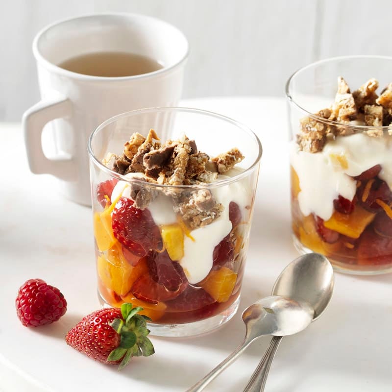 Photo of Peach and berry breakfast parfaits with nut crumble by WW