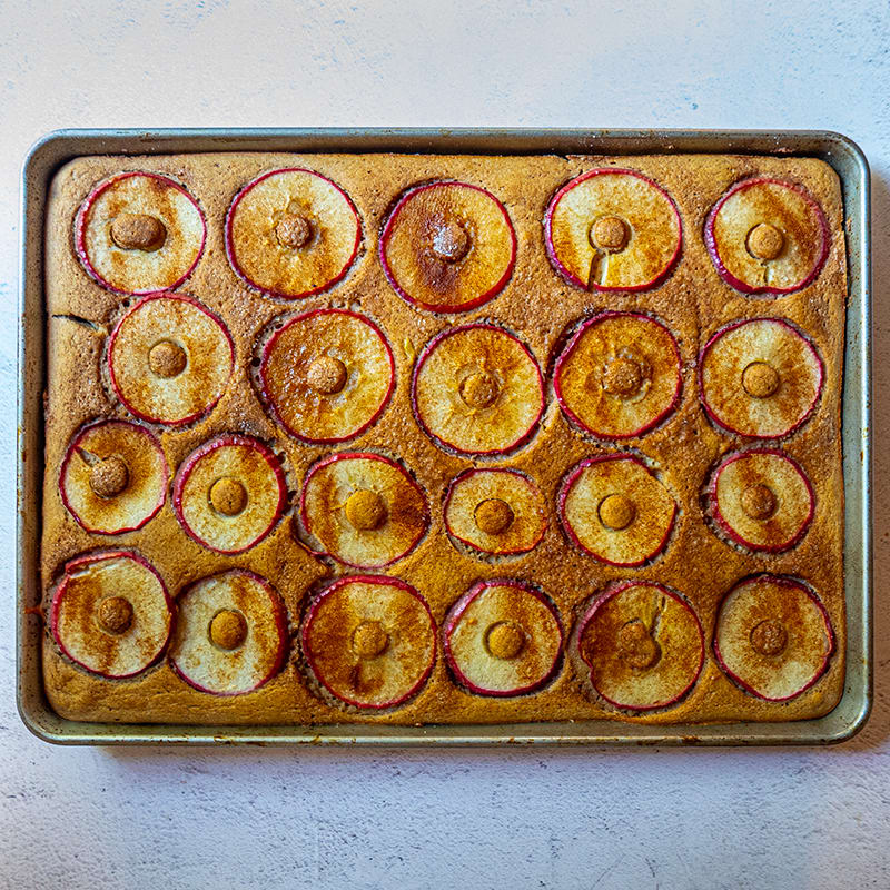 Photo of Four-Ingredient Cinnamon-Apple Sheet Pan Pancakes by WW