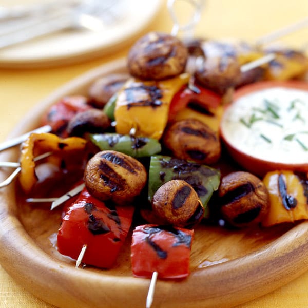 Photo of Pepper and Mushroom Kabobs with a Yogurt-Dill Dip by WW