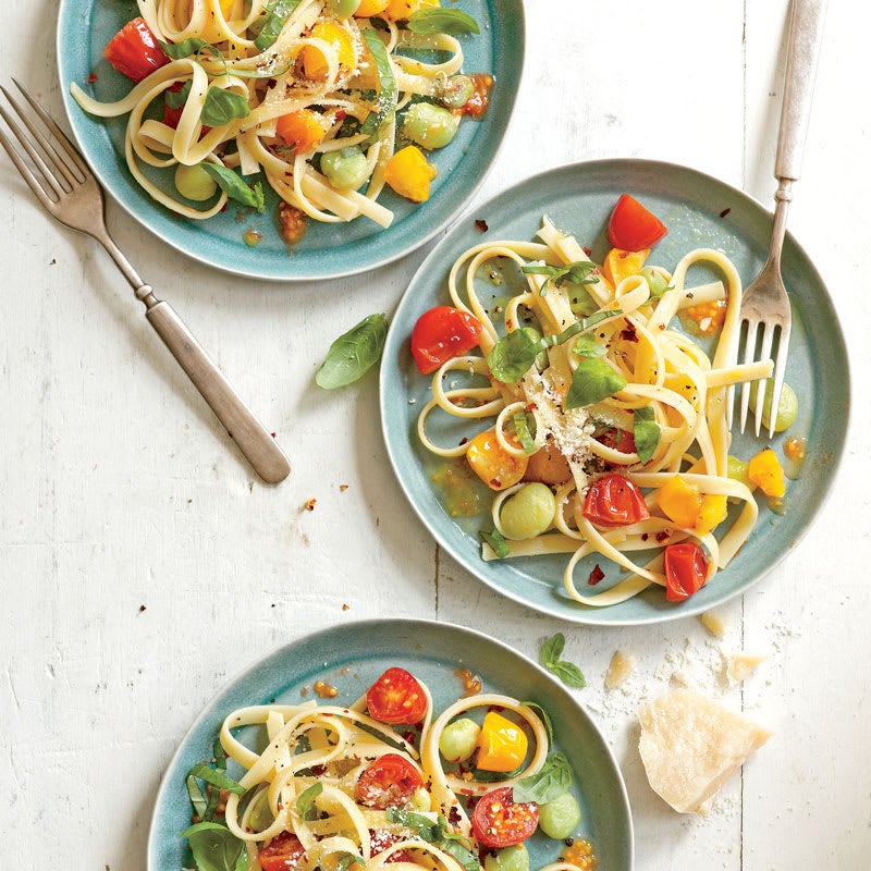 Photo of Tagliatelle with Limas, Tomatoes, and Basil by WW