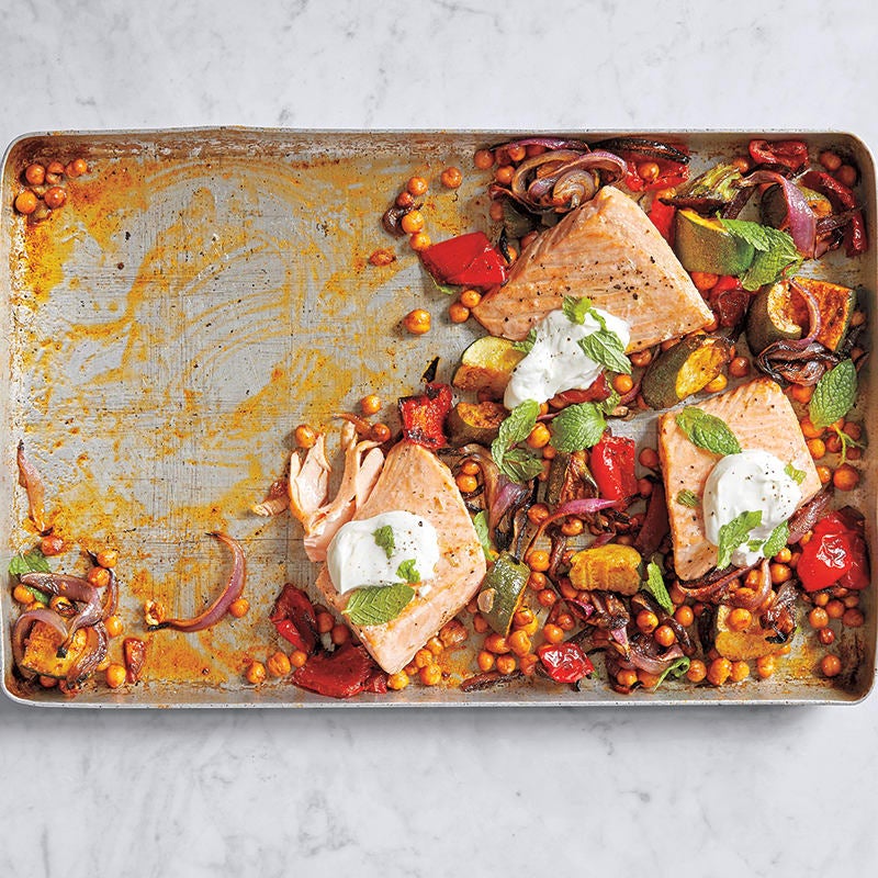 Photo of Roasted Salmon with Chickpeas, Zucchini & Red Peppers by WW