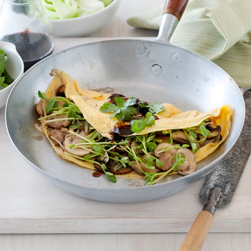 Photo of Asian mushroom omelette with snow pea sprouts by WW