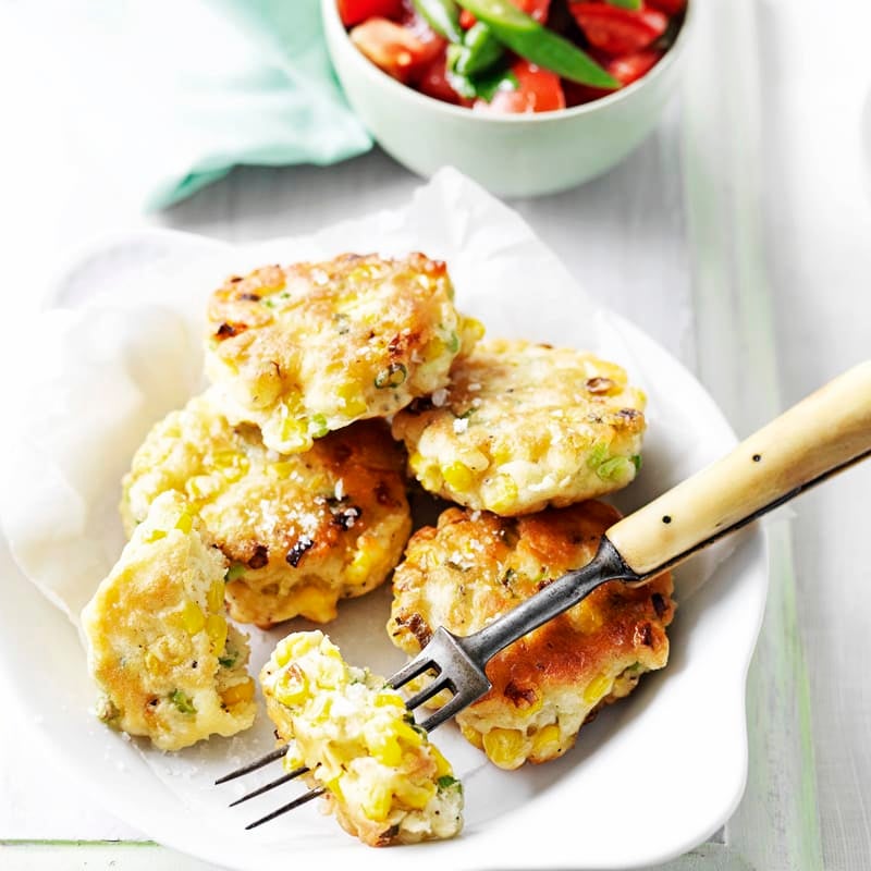 Photo of Corn fritters with tomato and bean salad by WW