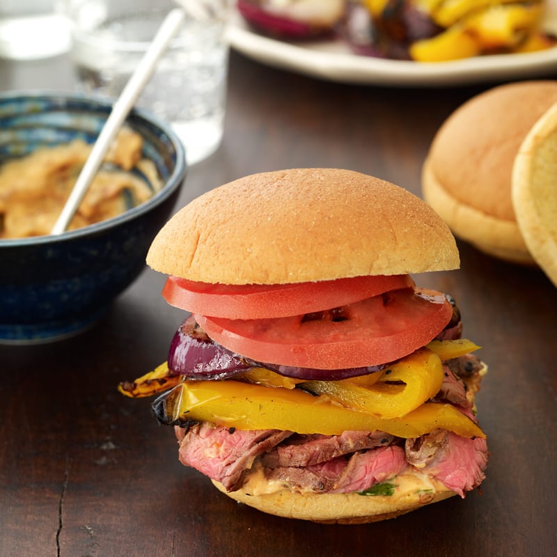 Photo of Grilled flank steak and pepper sandwiches with chipotle mayo by WW