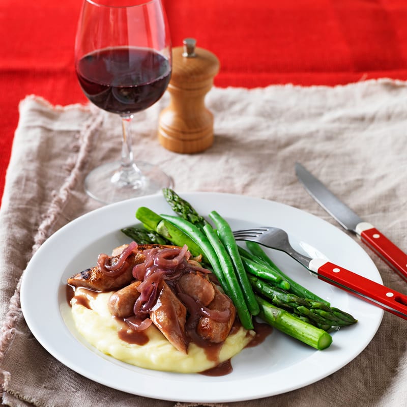 Photo of Sausages with mash and onion gravy by WW