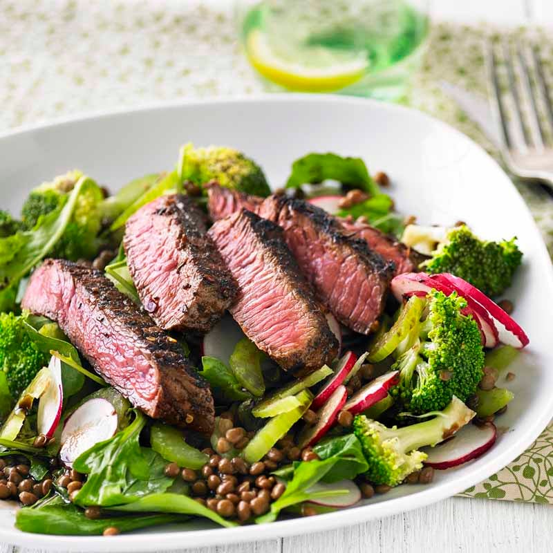 Photo of Spice rubbed steak, broccoli, radish and lentil salad by WW