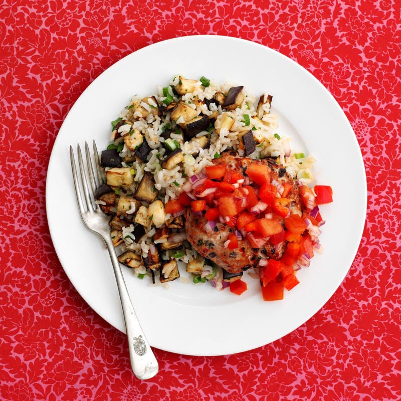 Photo of Turkey burger with rice salad and salsa by WW