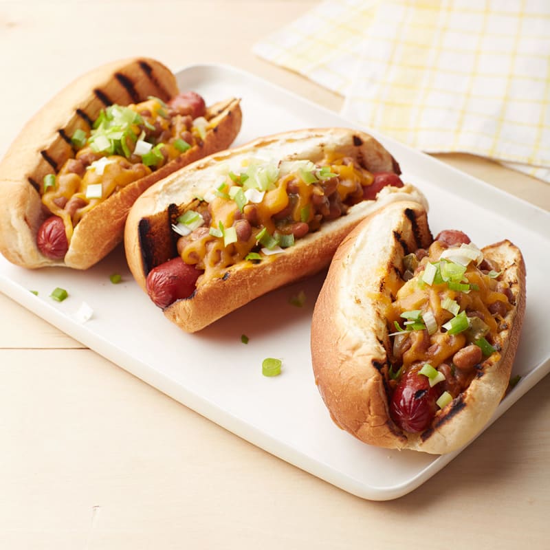 Photo of Easy Bean & Cheese-Topped Hot Dogs by WW