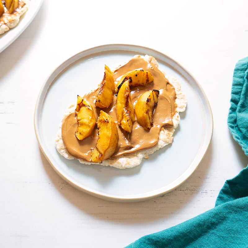 Photo of Peanut Butter & Grilled Peach  Two-Ingredient Dough Flatbread by WW