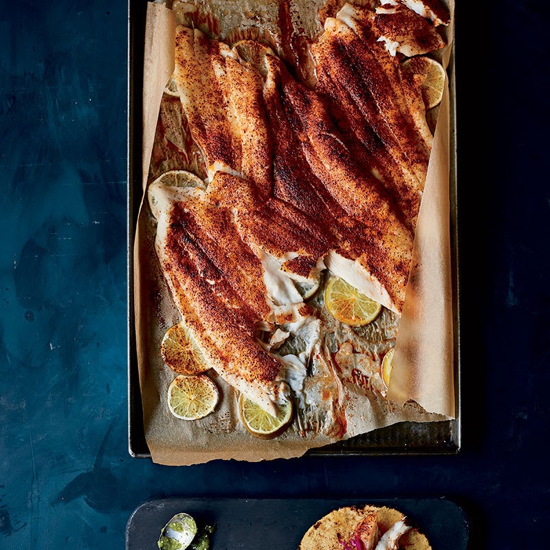Roasted flounder with chile and lime