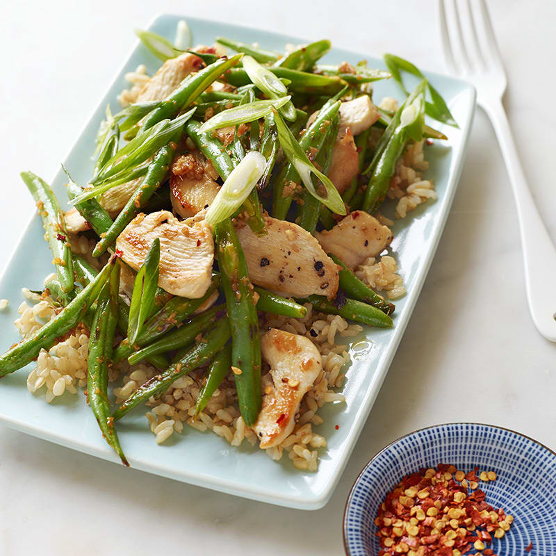 Photo of Chicken and String Bean Stir-Fry with Brown Rice by WW