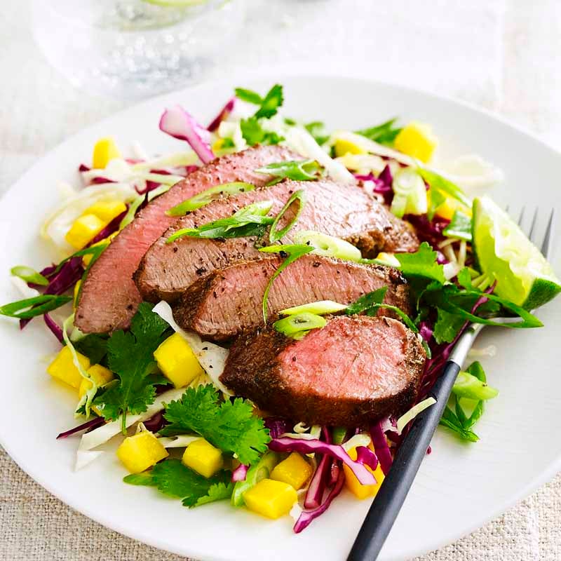 Photo of Cajun lamb backstraps with mango and cabbage coleslaw by WW