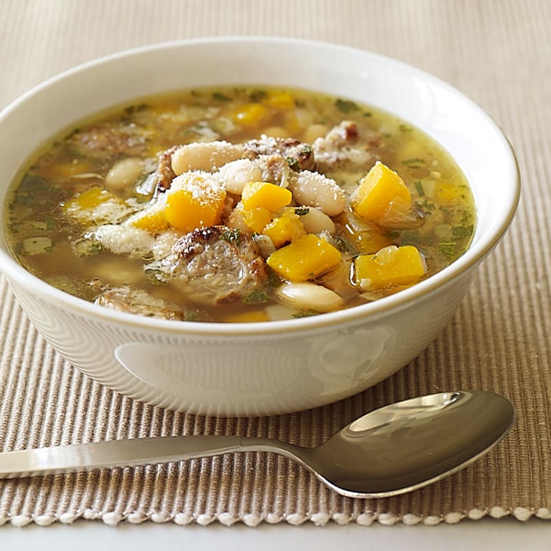 Photo of Turkey sausage, white bean and butternut squash soup by WW