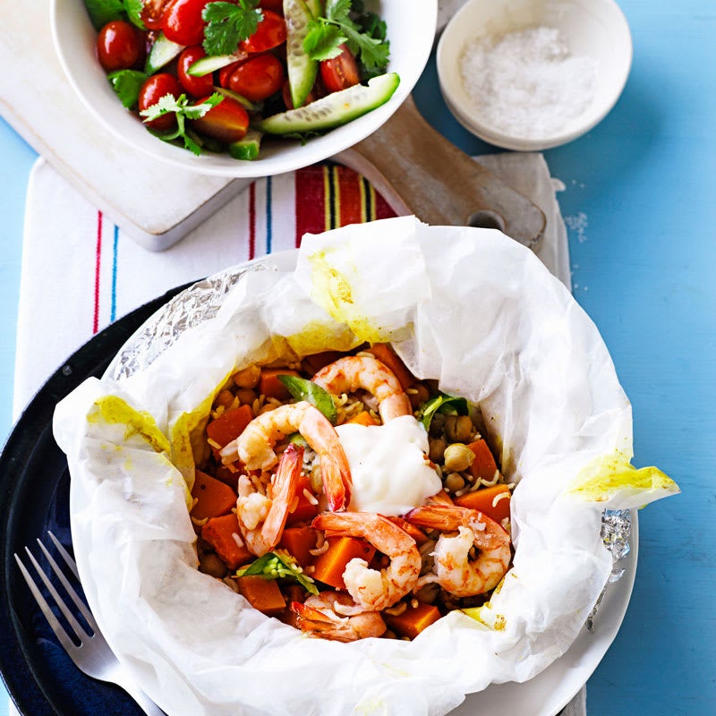 Photo of Indian spiced prawns and basmati rice parcels by WW