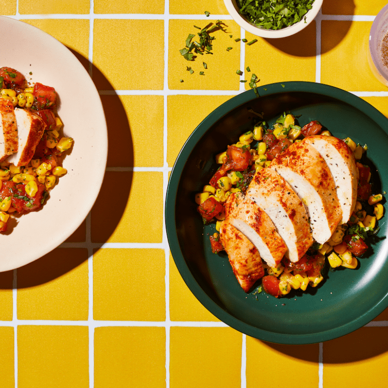 Photo of Grilled chicken with summer corn and tomato salad by WW