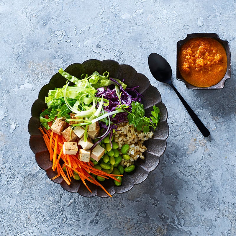 Photo of Edamame and brown rice salad with carrot-ginger dressing by WW