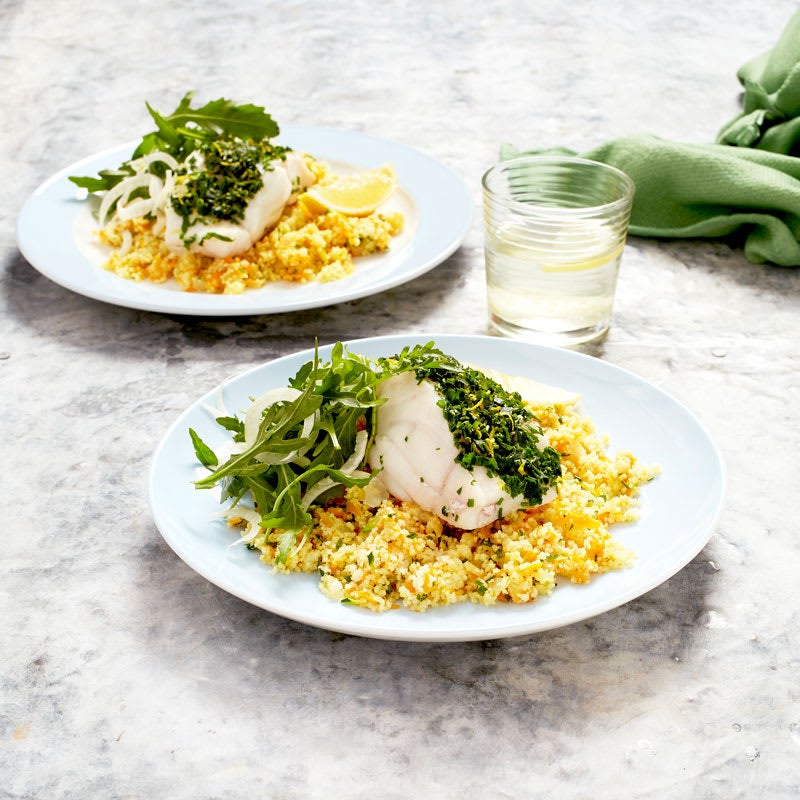 Photo of Steamed herb fish with quick vegetable couscous by WW
