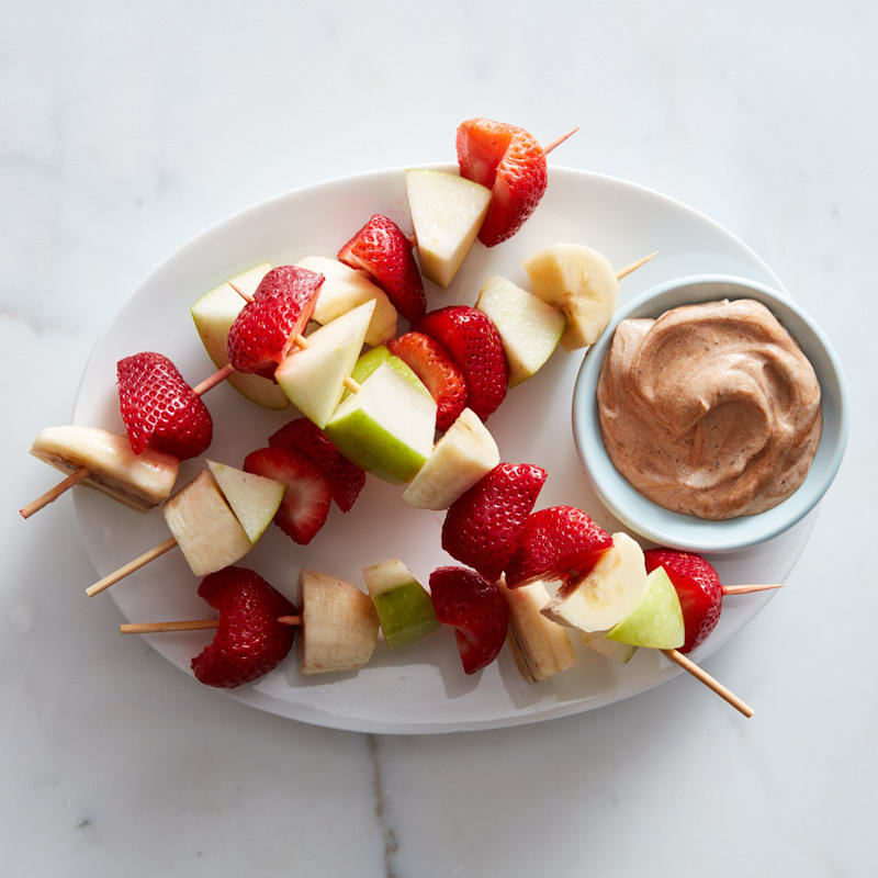 Photo of Chocolate-peanut butter party dip with fruit kabobs by WW