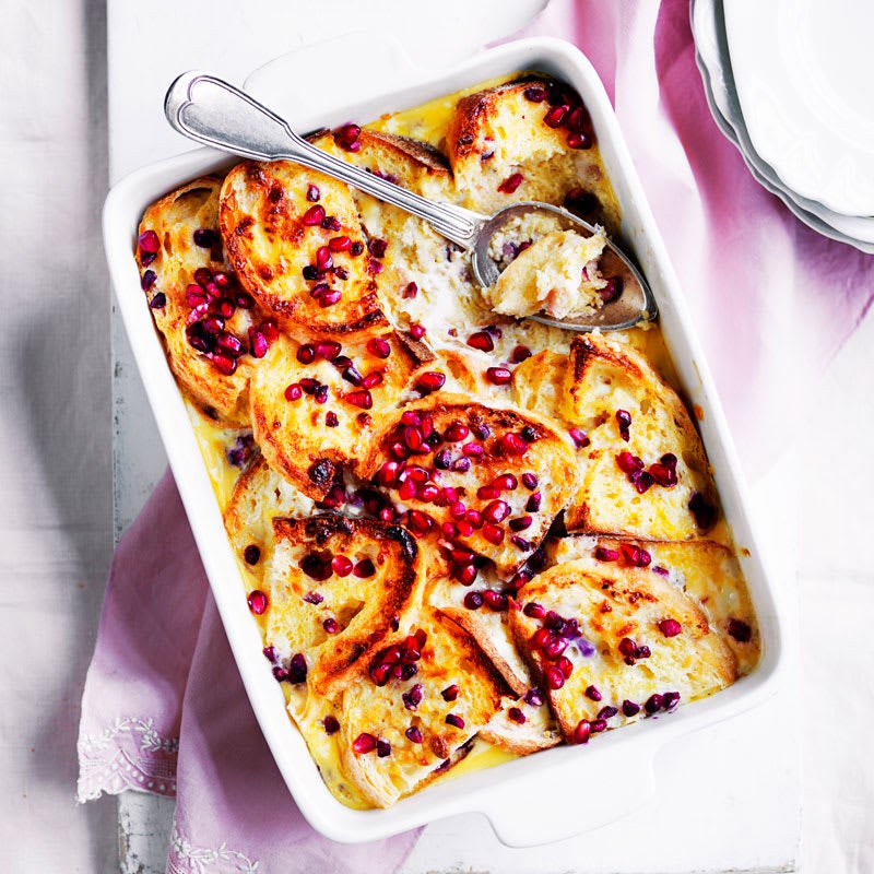 Photo of White chocolate and pomegranate bread and butter pudding by WW