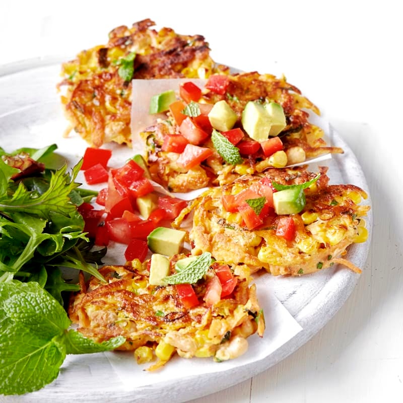 Photo of White bean, corn and herb fritters with capsicum salsa by WW
