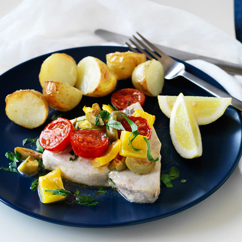 Photo of Baked fish with tomatoes, olives & capsicum by WW