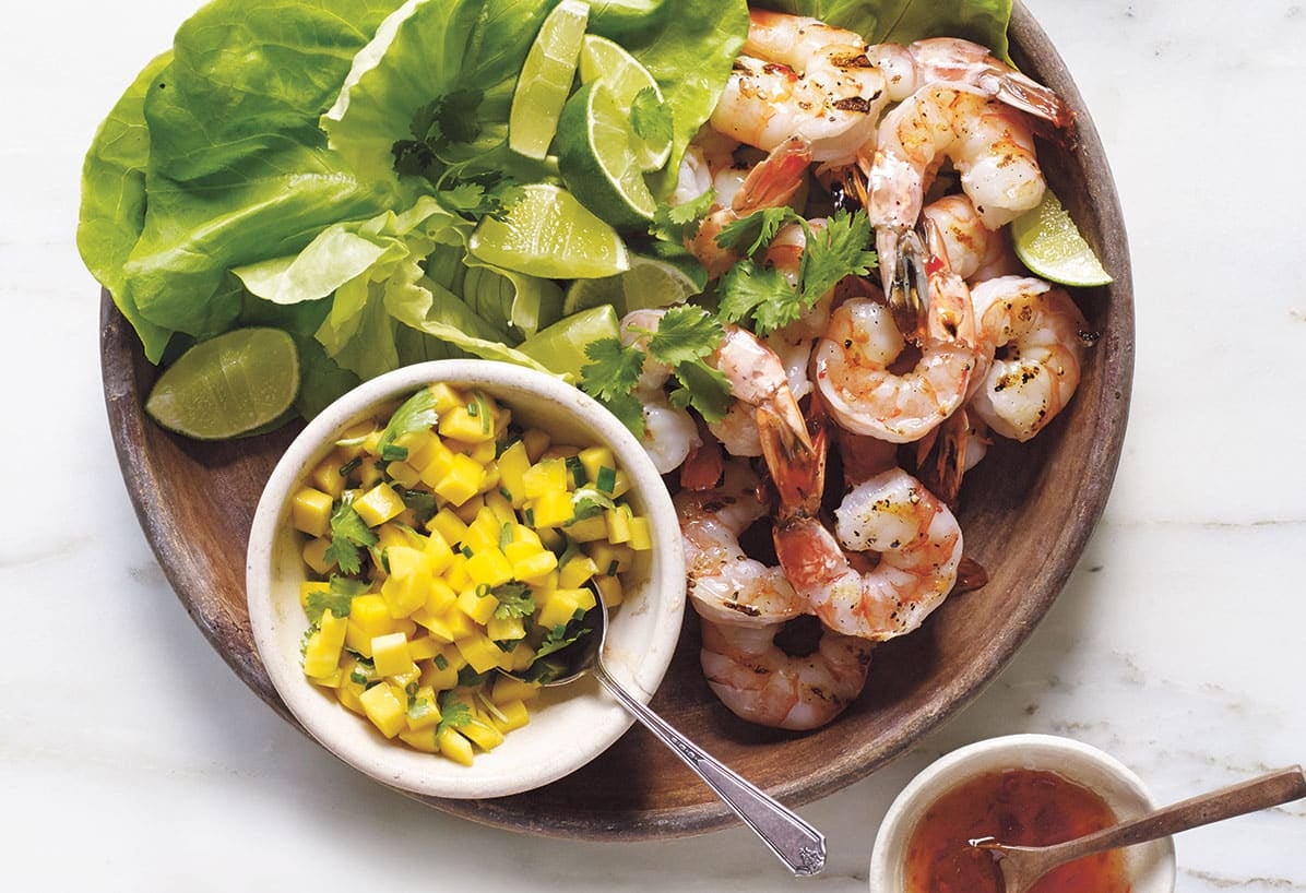 Photo of Grilled Shrimp Lettuce Wraps with Sweet Chili Sauce, Mango & Toasted Coconut by WW