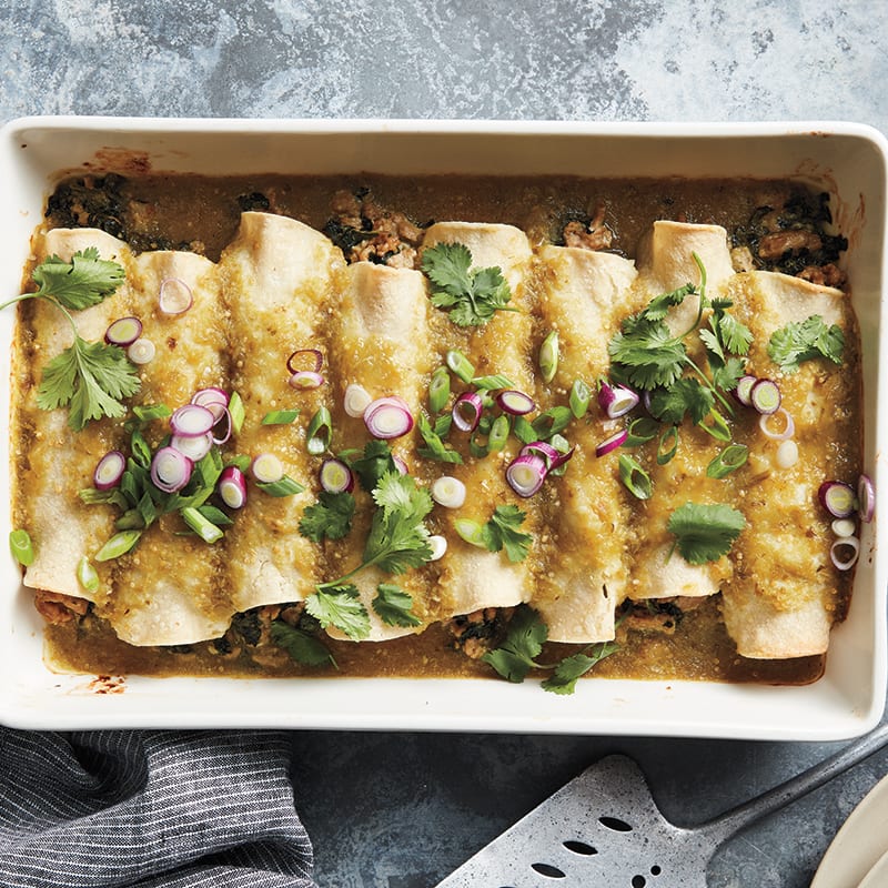 Photo of Turkey, spinach, and goat cheese enchiladas by WW