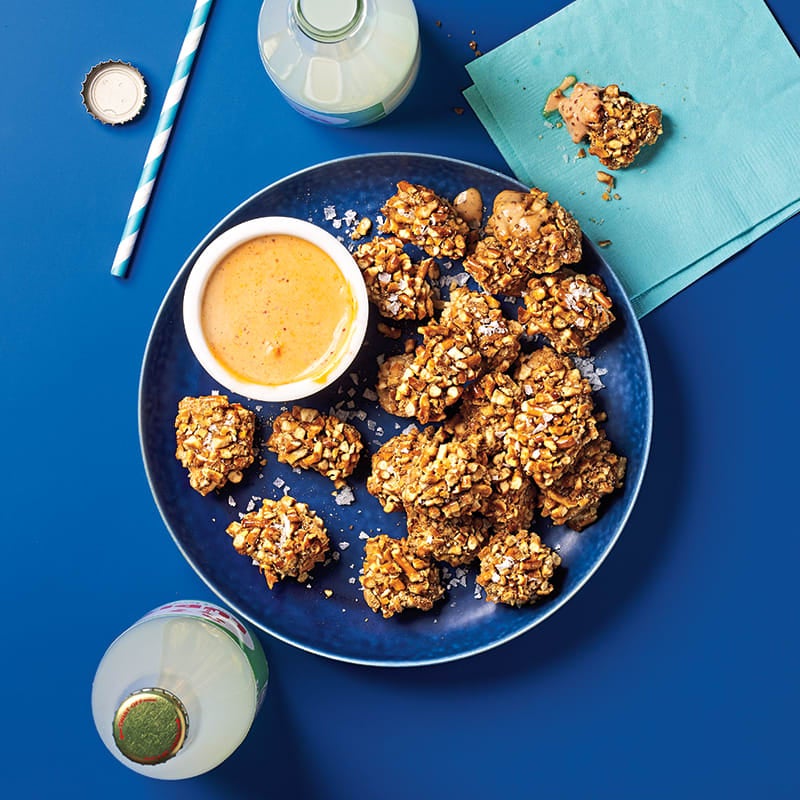 Photo of Pretzel-coated chicken bites with mustard-chipotle sauce by WW