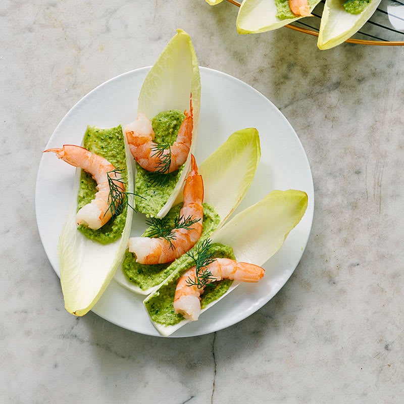 Photo of Shrimp with green hummus and endive by WW