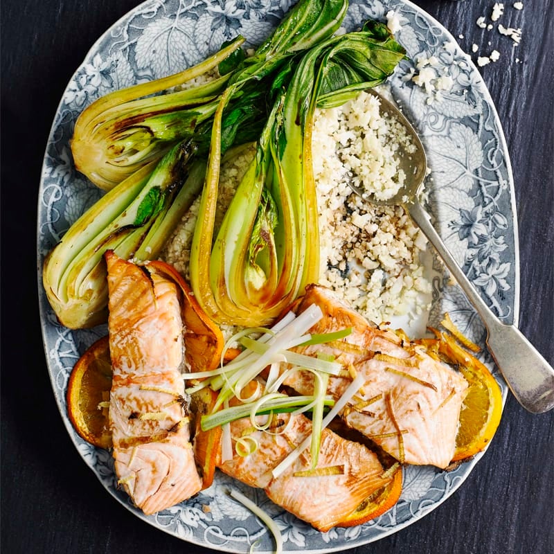 Photo of Orange & ginger baked salmon with cauliflower “couscous” by WW