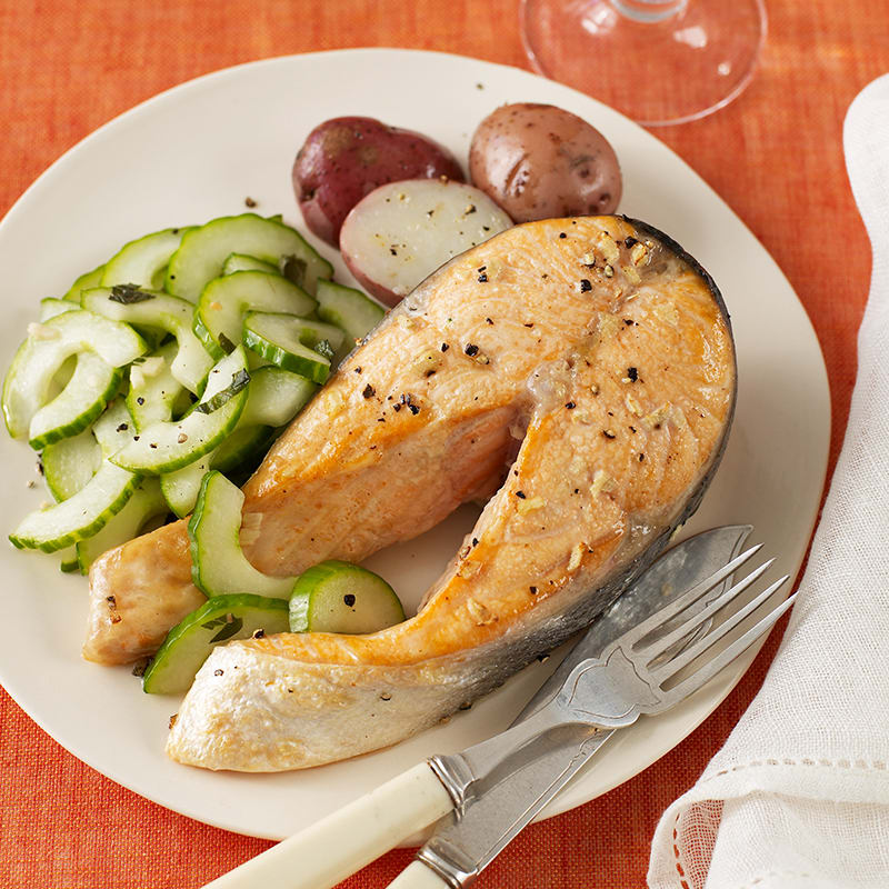 Photo of Ginger-Broiled Salmon with Cucumber-Mint Relish by WW