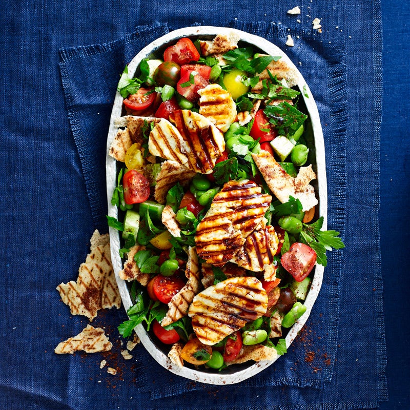 Photo of Broad bean fattoush with grilled haloumi by WW