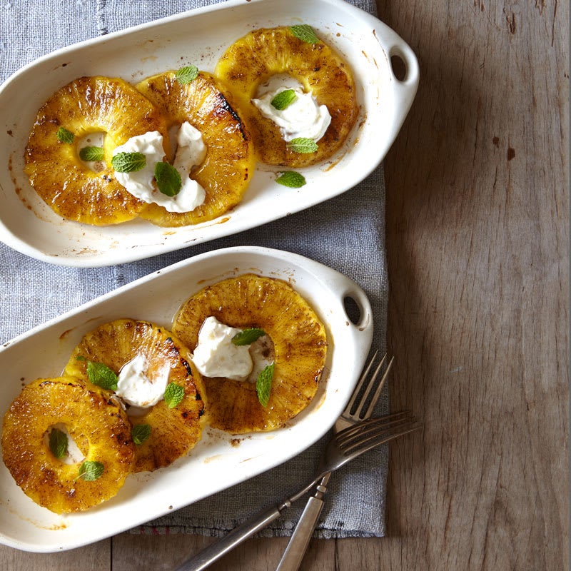 Photo of Broiled pineapple with candied ginger yogurt cream by WW