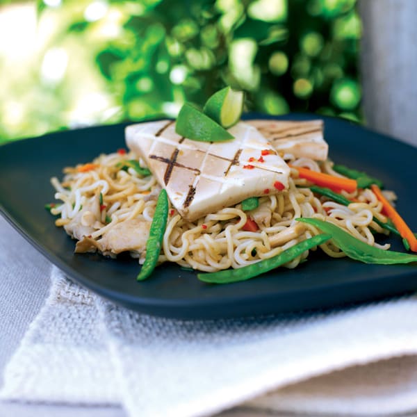 Photo of Griddled tofu with colourful noodles by WW