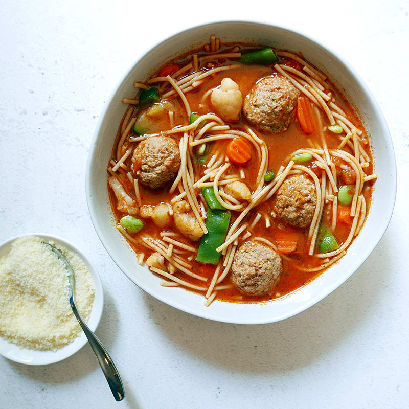 Photo of Slow cooker spaghetti & meatball soup by WW