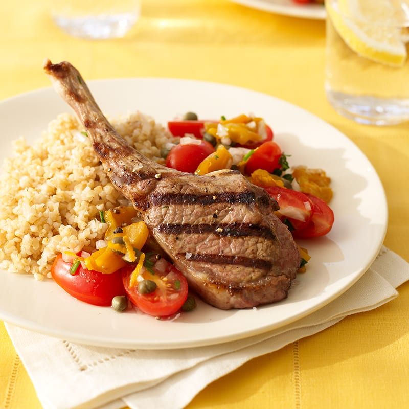 Photo of Lamb Chops with Tomato–Bell Pepper Salad & Bulgur by WW