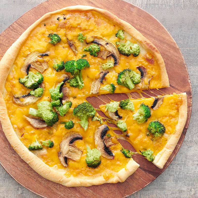 Photo of Broccoli-cheddar-mushroom pizza by WW