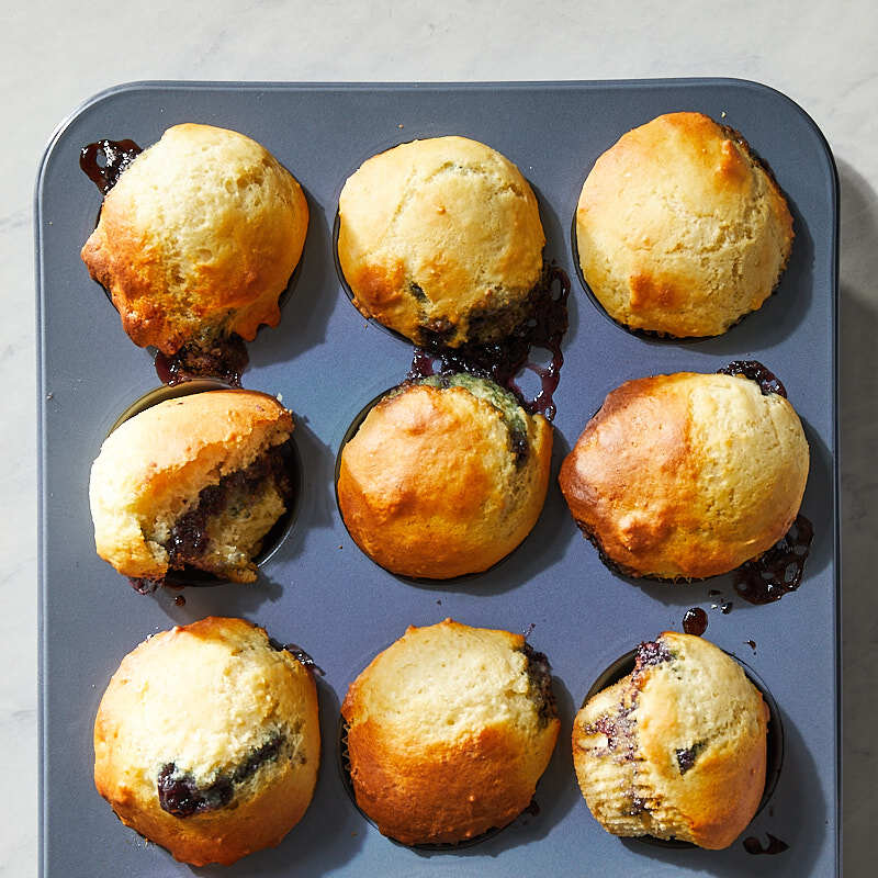 Blueberry-stuffed mini muffins