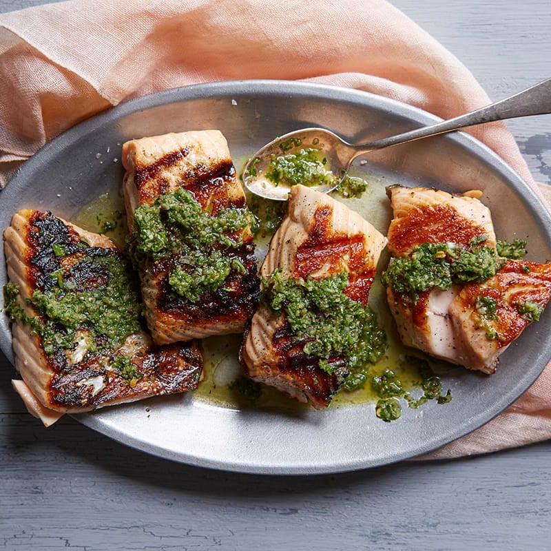 Photo of Grilled Salmon with Herbed Caper Sauce by WW