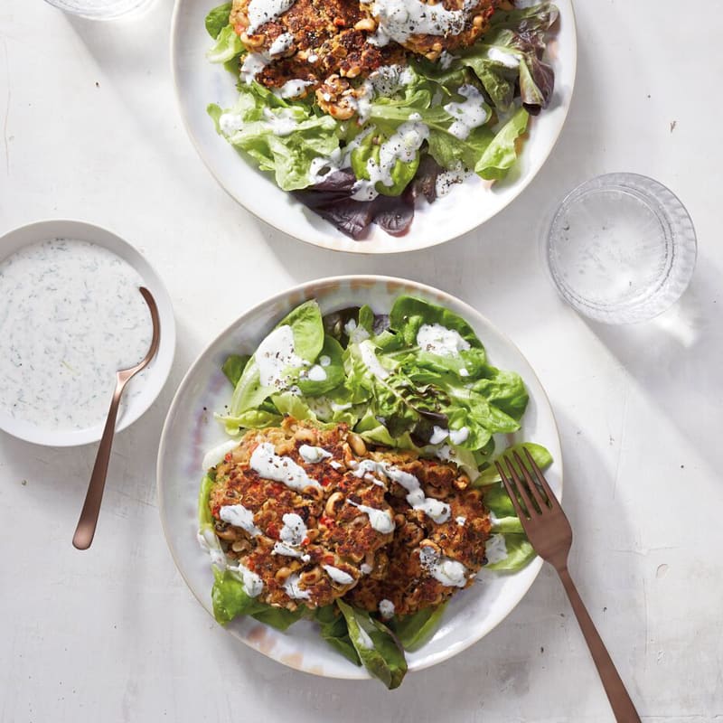 Photo of Black-Eyed Pea Cakes with Homemade Ranch Dressing by WW