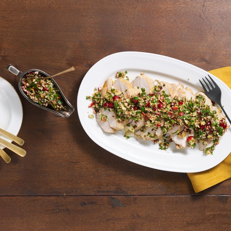 Photo of Poached turkey breast with cranberry gremolata by Chef Eric Greenspan by WW