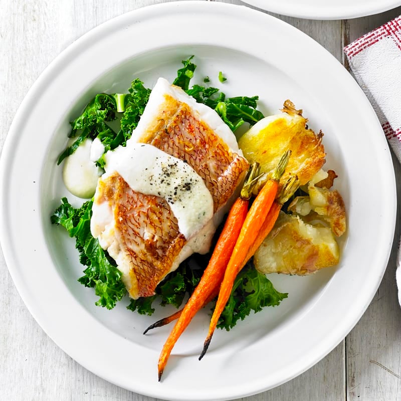 Photo of Fish fillets with creamy lemon sauce and kale by WW